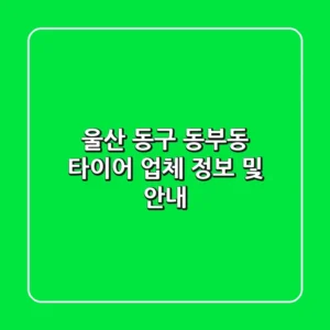 울산 동구 동부동 타이어 업체 정보 및 안내