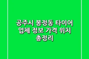 공주시 봉정동 타이어: 업체 정보, 가격, 위치 총정리