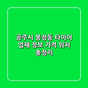 공주시 봉정동 타이어: 업체 정보, 가격, 위치 총정리
