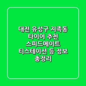 대전 유성구 지족동 타이어 추천: 스피드메이트, 티스테이션 등 정보 총정리