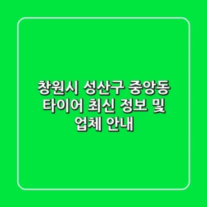 창원시 성산구 중앙동 타이어: 최신 정보 및 업체 안내