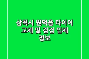 삼척시 원덕읍 타이어 교체 및 점검 업체 정보