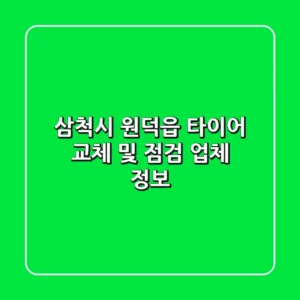 삼척시 원덕읍 타이어 교체 및 점검 업체 정보