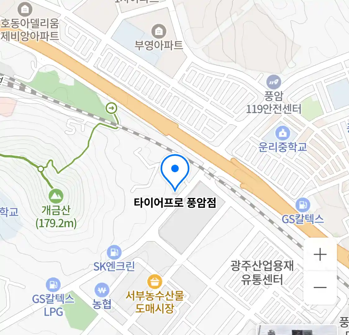 타이어프로 풍암점 위치